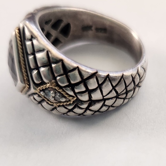 ELEGANZA Smoky Quartz, Diamonds, 925 Silver, 18K Gold ring, size 6, preloved - Picture 5 of 8